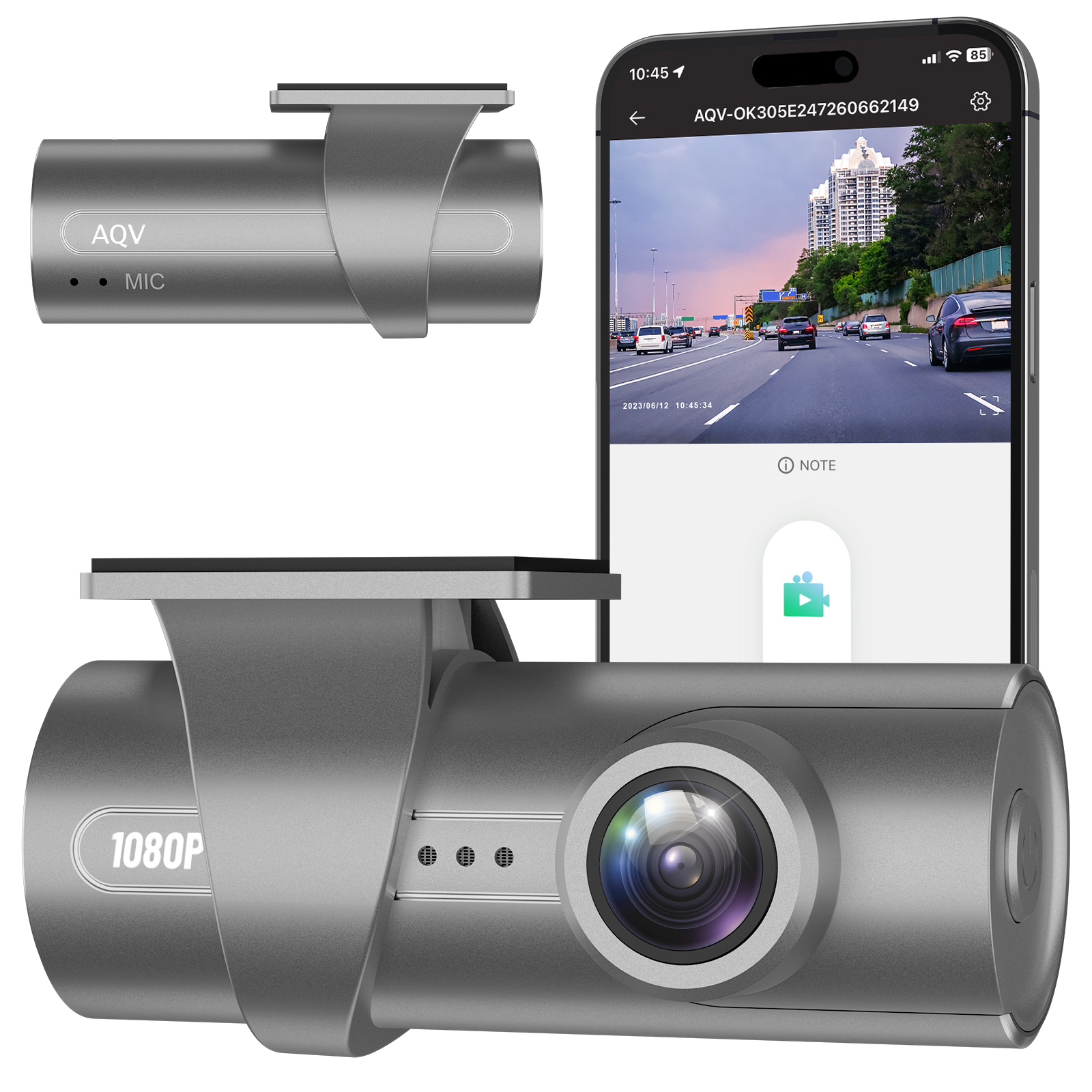AQV Dashcam Car Front with WiFi 1080P FHD Car Camera, with 32GB SD Card, 170° Wide Angle, Loop Recording, G-Sensor, App Control, Super Night Vision, Safer Super Capacitor