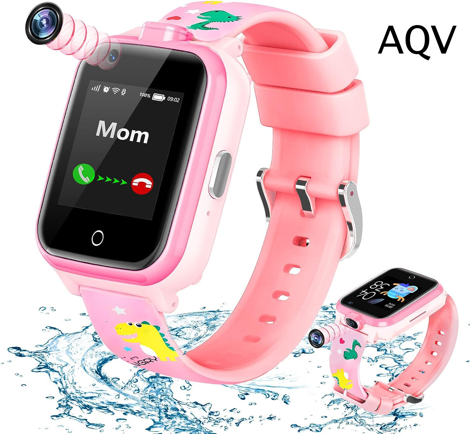 AQV Smart Watch for Kids with SIM Card,GPS Tracker Watch,4G Smart Watch with Dual Camera,2 Way Voice & Video Call SOS Alert Safe Smartwatch Phone for Ages 3-12 Boys Girls