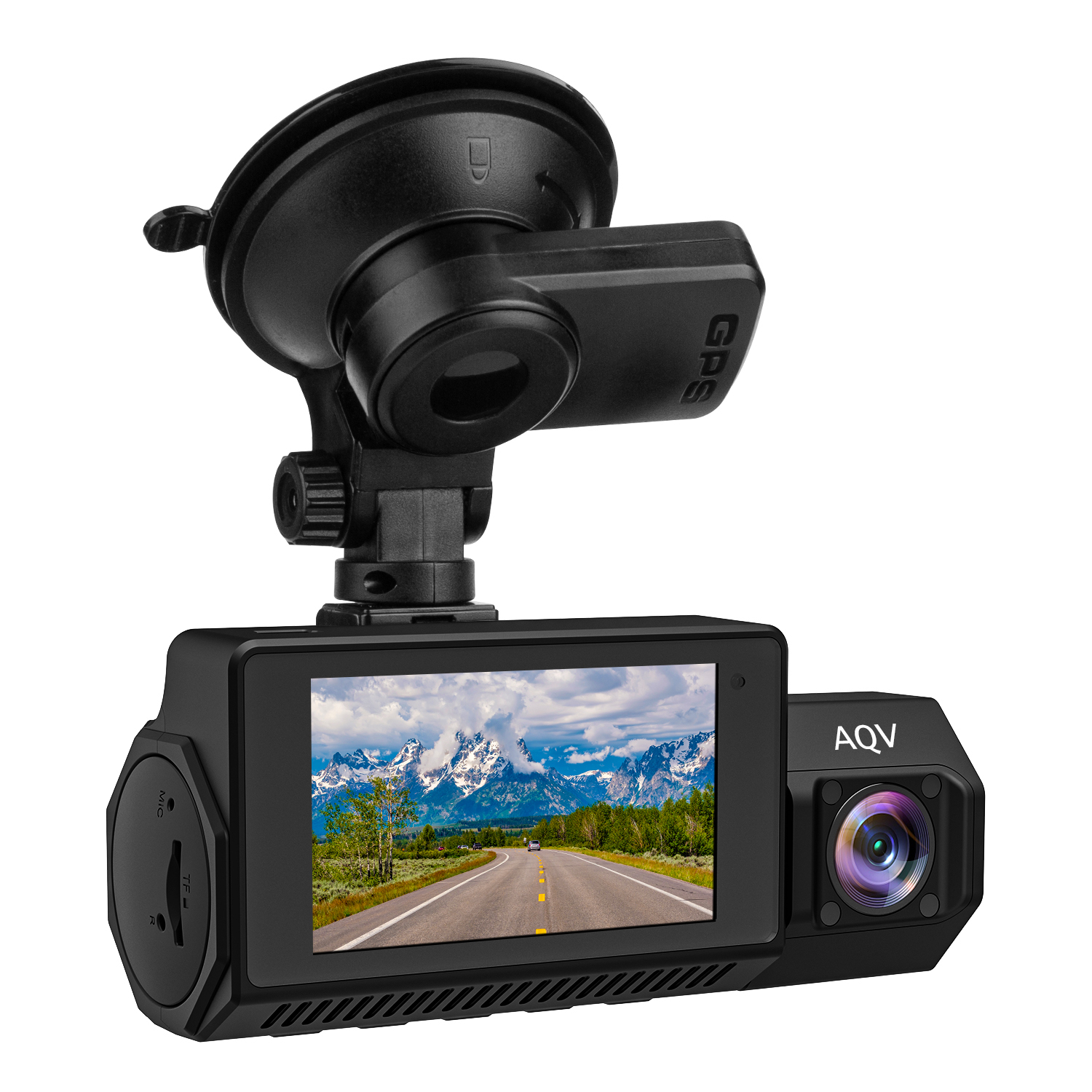AQV 4K Dash Cam,Dual Dash Cam Built-in GPS,4K+1080P Front and Inside,Car Camera with 32GB Card,Parking Mode, Night Vision, WDR,G-Sensor, Motion Detector,Loop Recording